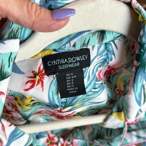 Cynthia Rowley Tropical Floral Pajama Set - Pink, Green, Yellow - Picture 10 of 16